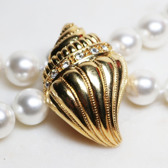 VINTAGE 1992 KENNETH JAY LANE SEASHELL SCARF SLIDE - Picture 4 of 12